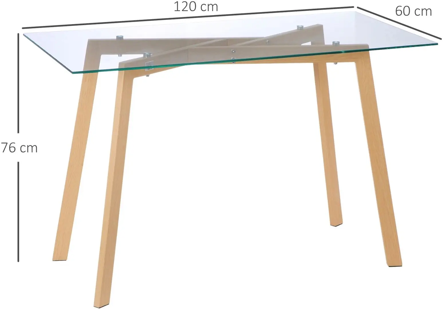 Masa Homcom 835-837V00TP 120x60x76 cm (Natural Wood/Transparent) - 3