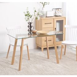 Masa Homcom 835-837V00TP 120x60x76 cm (Natural Wood/Transparent)