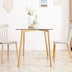 Masa Homcom 835-837V00TP 120x60x76 cm (Natural Wood/Transparent) Thumb