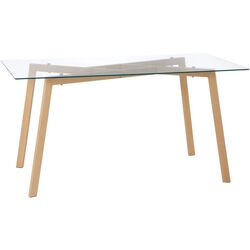 Masa Homcom 835-837V01TP 150x75x76 cm (Natural Wood/Transparent) Thumb