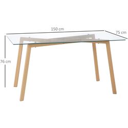 Masa Homcom 835-837V01TP 150x75x76 cm (Natural Wood/Transparent) Thumb