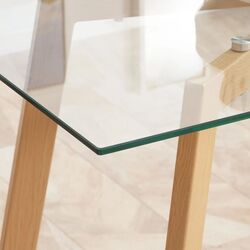 Masa Homcom 835-837V01TP 150x75x76 cm (Natural Wood/Transparent) Thumb