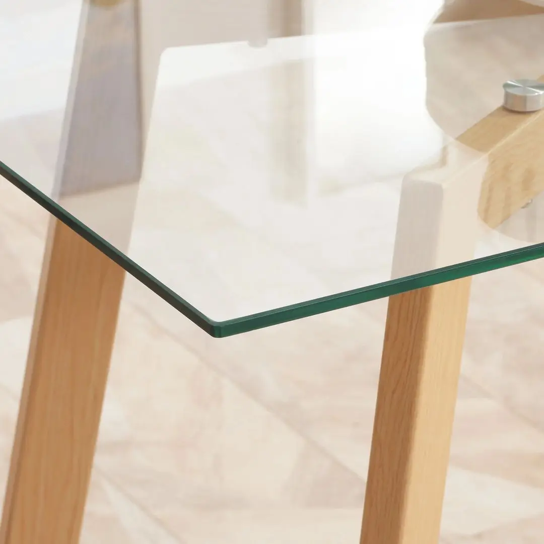 Masa Homcom 835-837V01TP 150x75x76 cm (Natural Wood/Transparent)