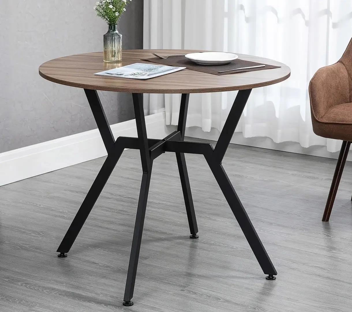 Masa Homcom 835-860V00BN 90x90x76 cm (Brown/Black)