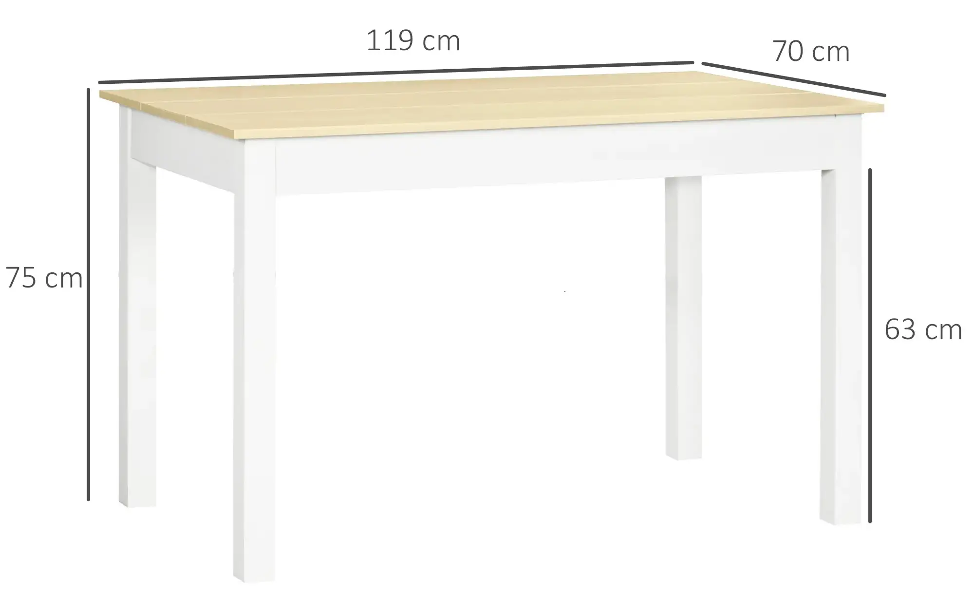 Стол Homcom 835-891V00WT (White/Natural) - 3