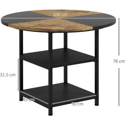 Masa Homcom 83A-050V80BK 100x100x76 cm (Black/Rustic Brown) Thumb