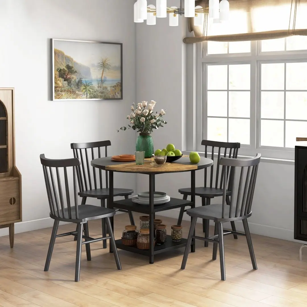 Masa Homcom 83A-050V80BK 100x100x76 cm (Black/Rustic Brown)