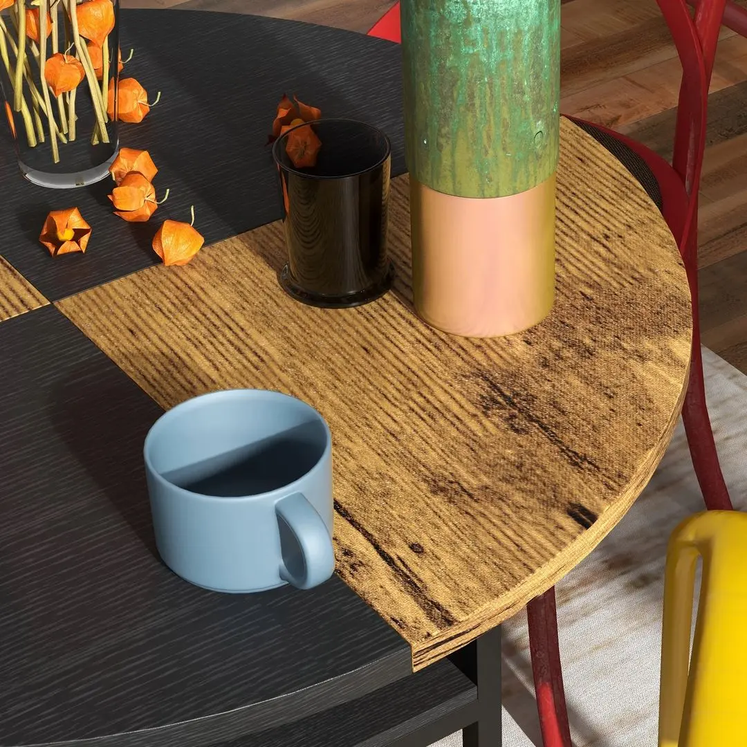 Masa Homcom 83A-050V80BK 100x100x76 cm (Black/Rustic Brown)