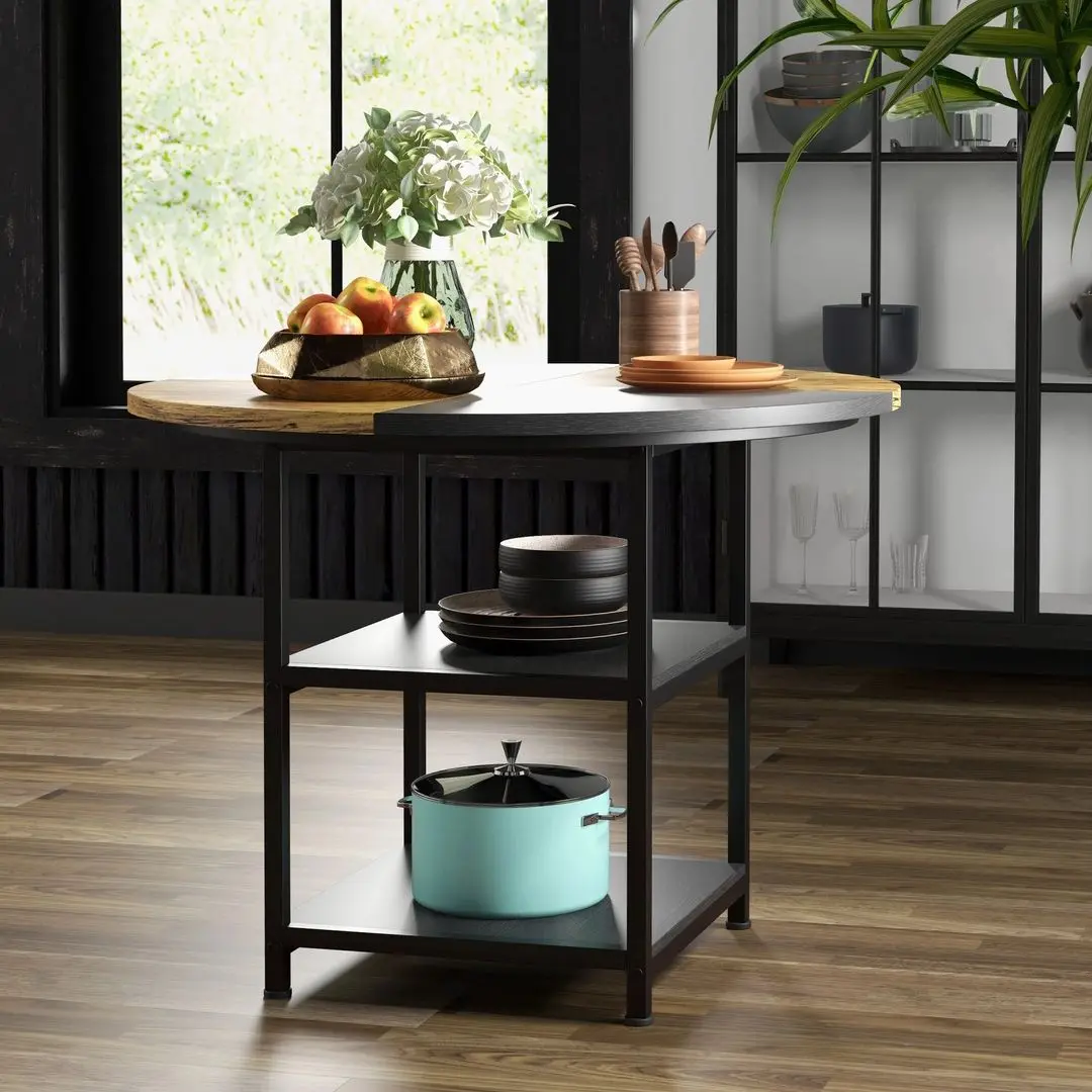 Masa Homcom 83A-050V80BK 100x100x76 cm (Black/Rustic Brown)