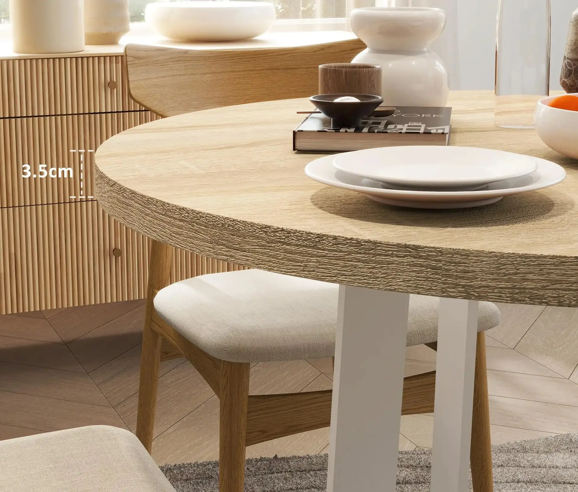 Masa Homcom 83A-074V01ND (Natural/White) - 7