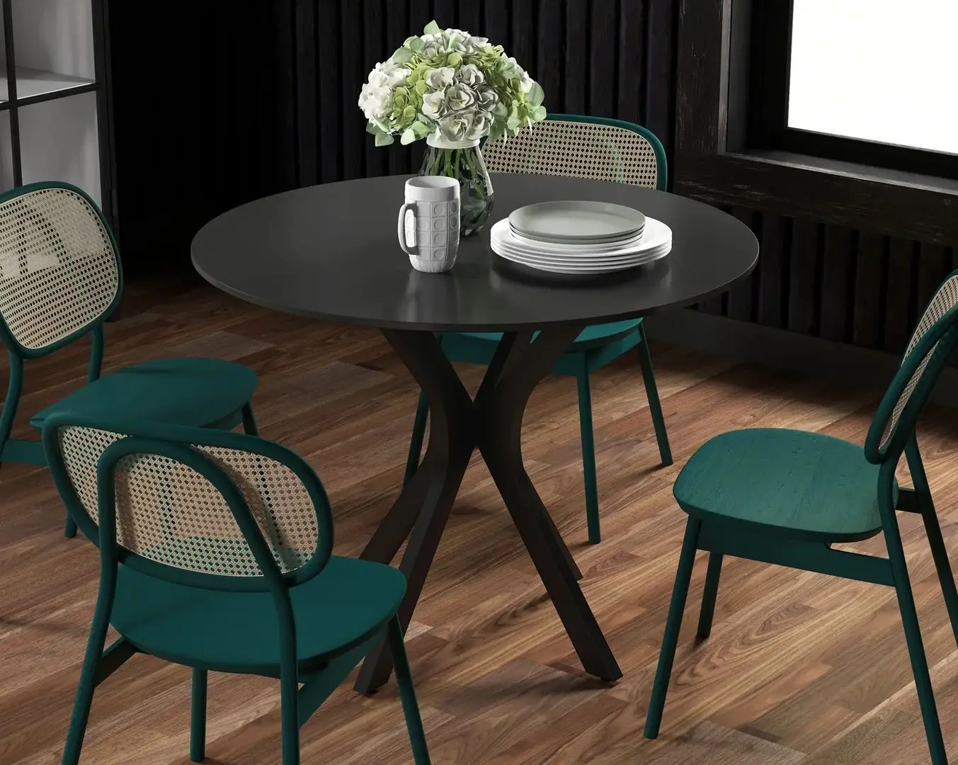 Стол Homcom 83A-075V82BK 100x100x75 cm (Black) - 4