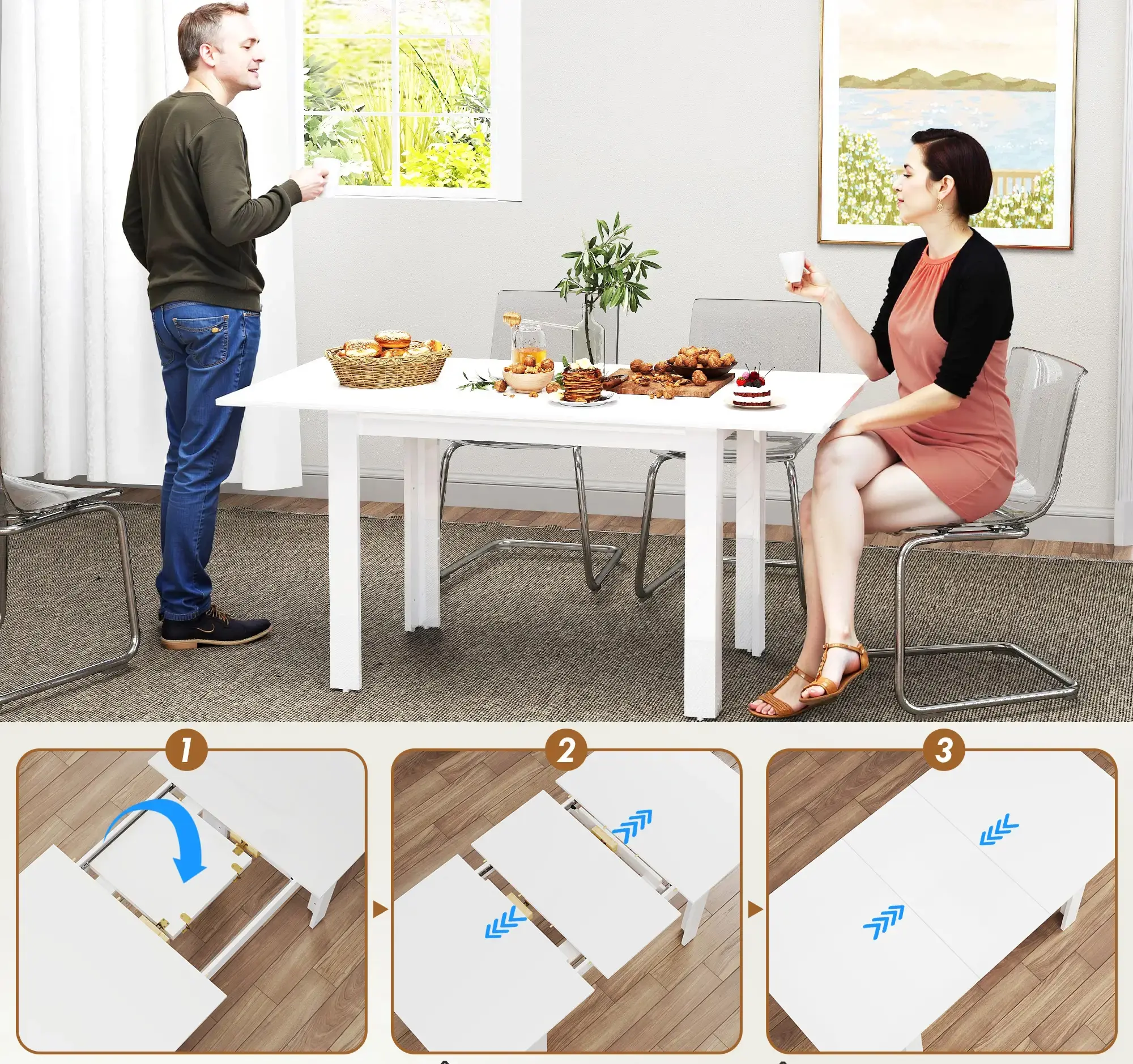 Стол раскладной Homcom 83A-233V00WT (White) - 7