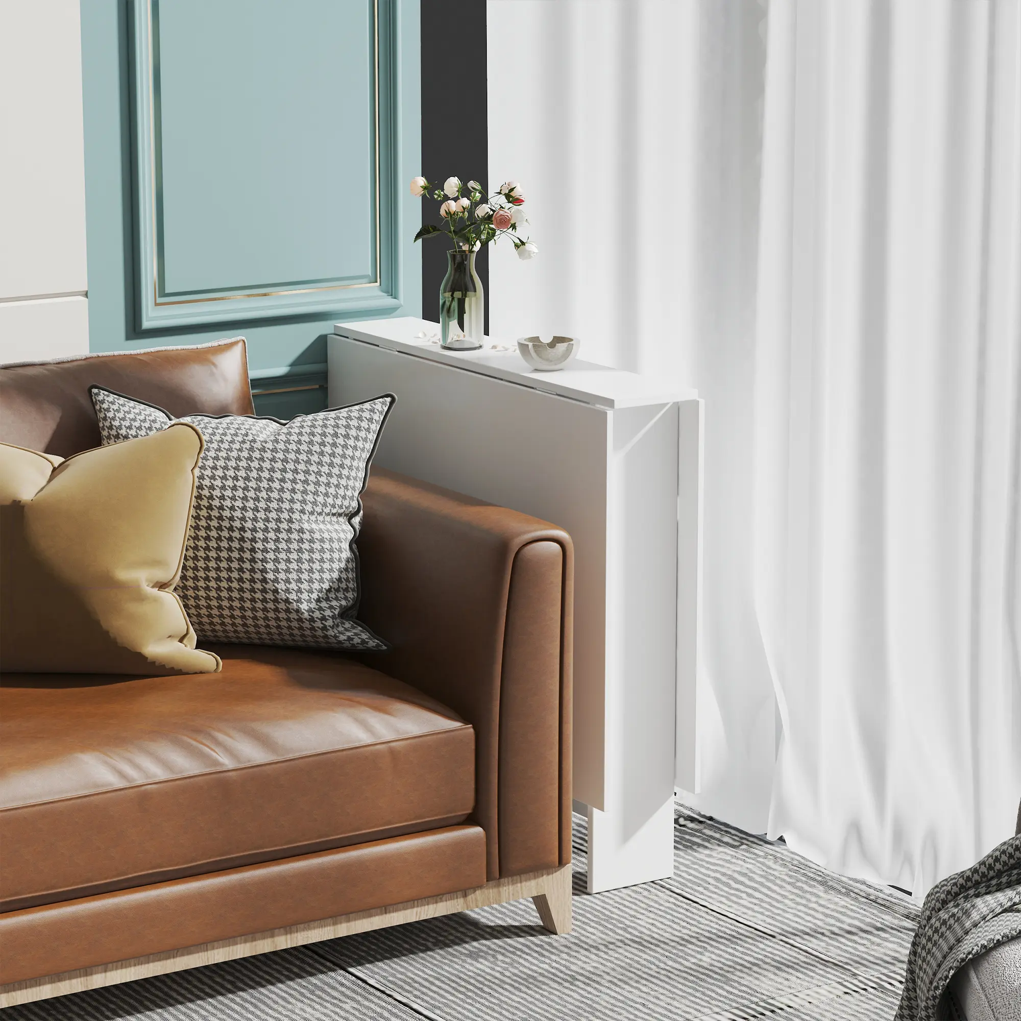 Masa pliabila Homcom 833-412 (White/Natural) - 10