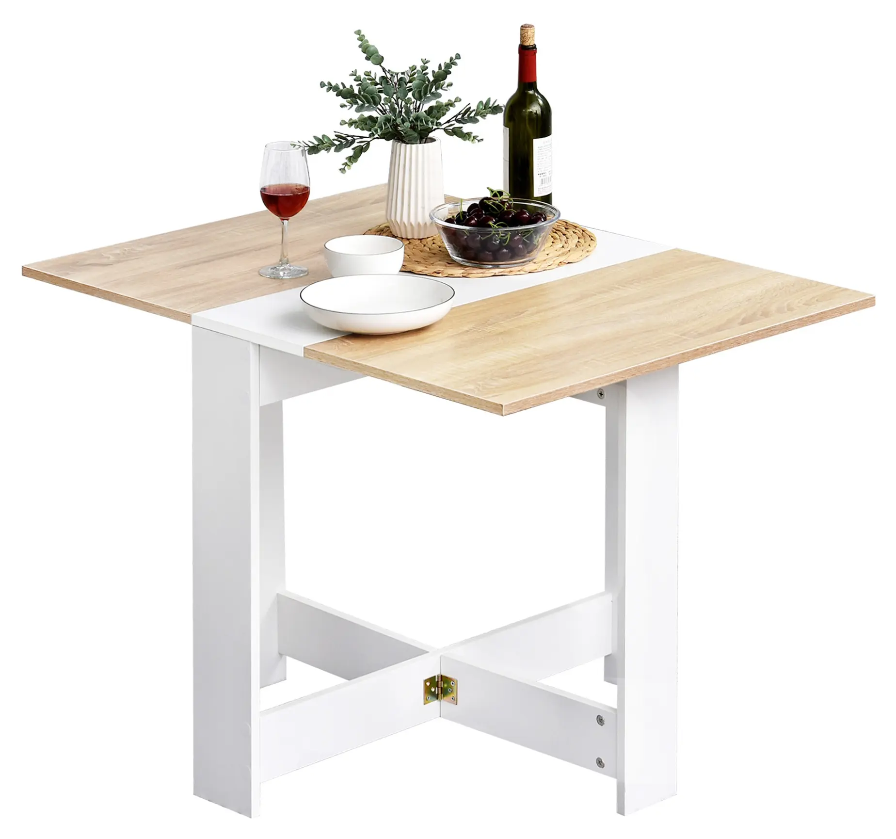 Masa pliabila Homcom 833-447 (White/Oak) - 2