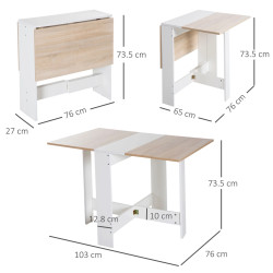 Masa pliabila Homcom 833-447 (White/Oak) Thumb
