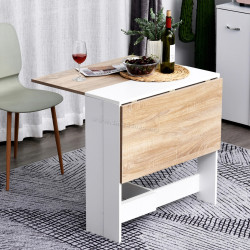 Masa pliabila Homcom 833-447 (White/Oak)