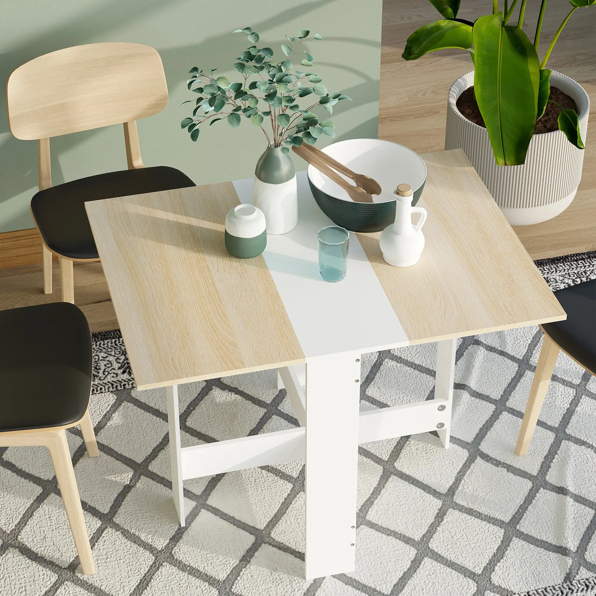 Masa pliabila Homcom 833-447 (White/Oak) - 7