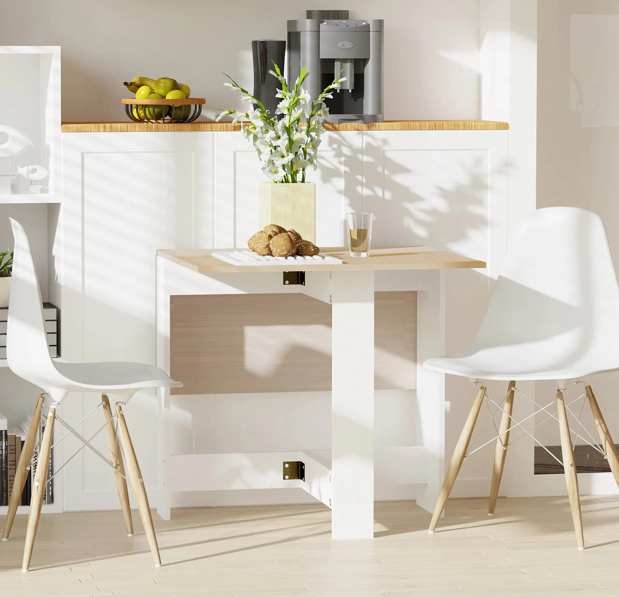 Masa pliabila Homcom 833-447 (White/Oak) - 8
