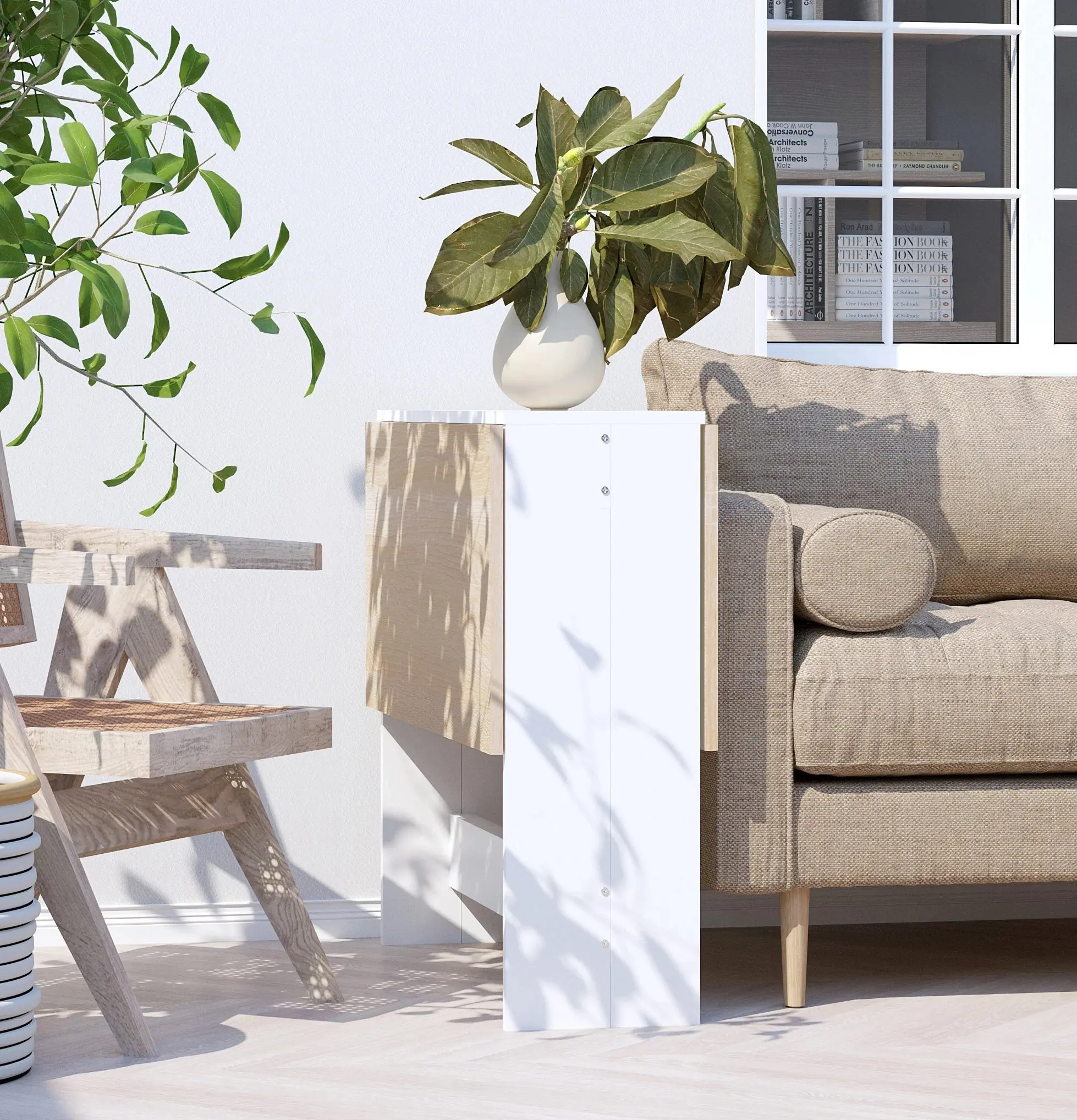 Masa pliabila Homcom 833-447 (White/Oak) - 9