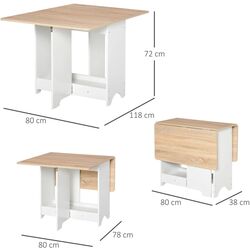 Стол складной Homcom 835-339 38/118x80x72 cm (White/Wood) Thumb