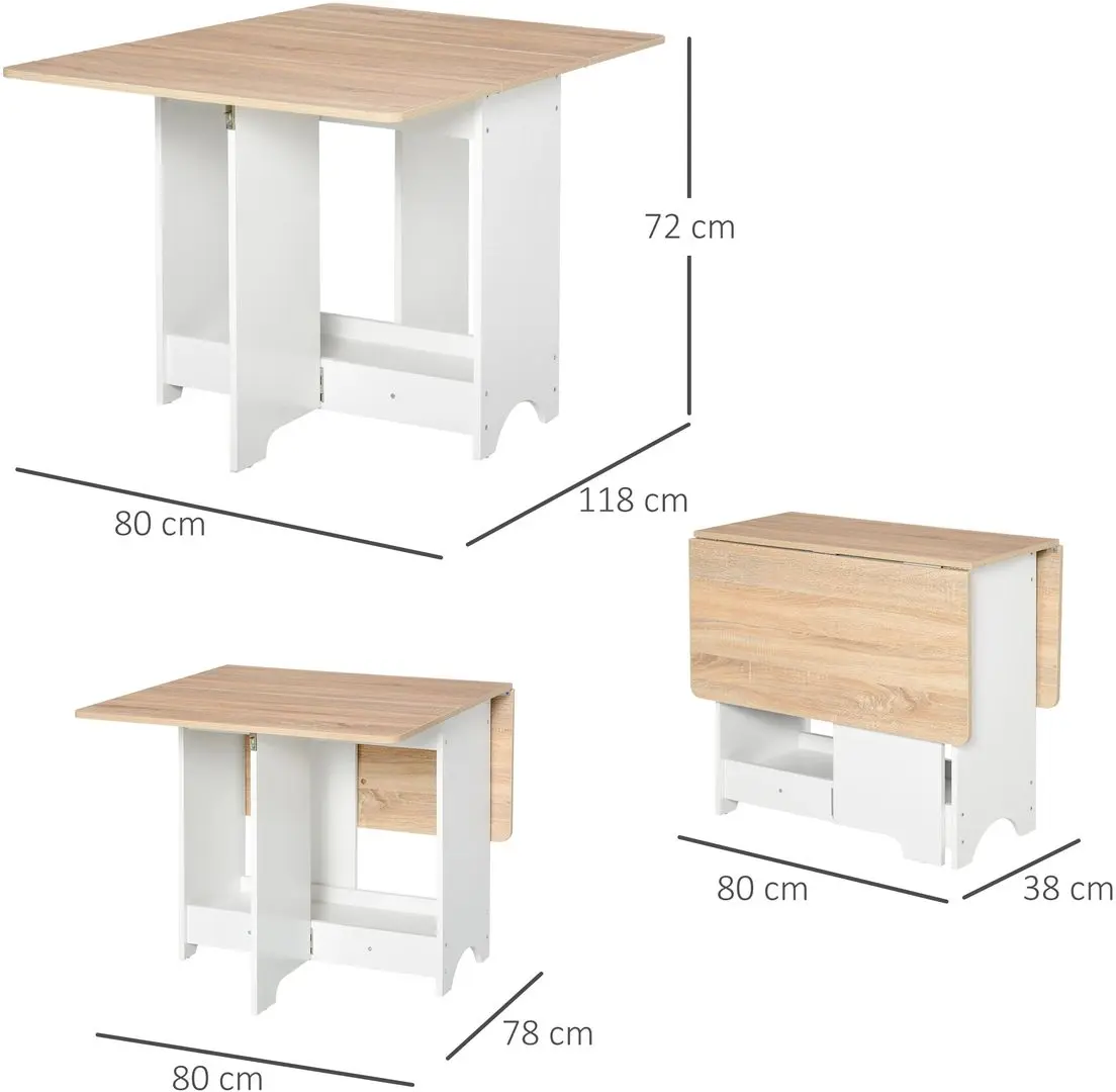 Стол складной Homcom 835-339 38/118x80x72 cm (White/Wood) - 4