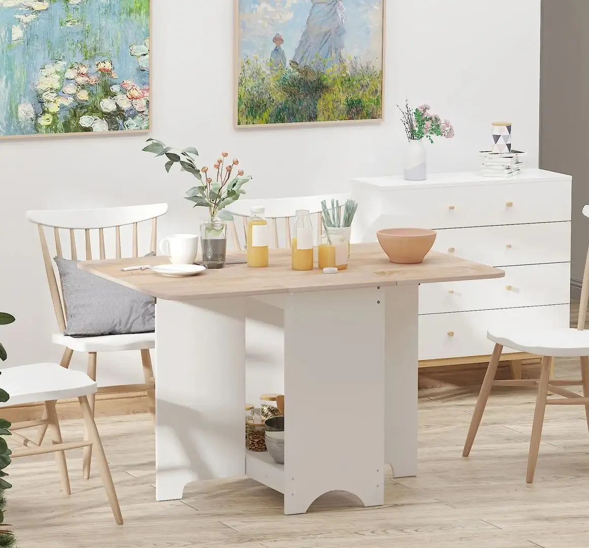 Стол складной Homcom 835-339 38/118x80x72 cm (White/Wood)