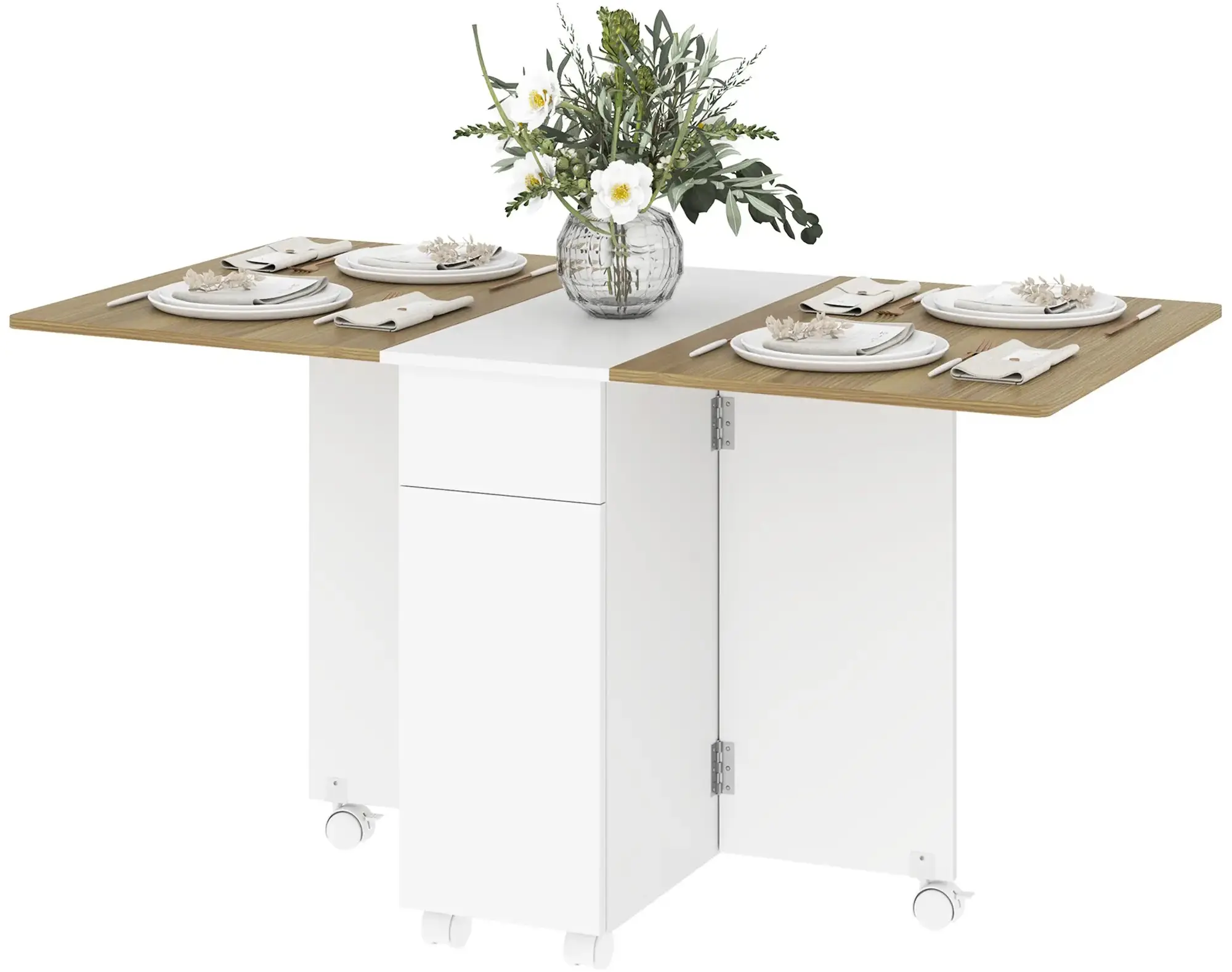 Masa pliabila Homcom 835-605V80WT (White/Natural) - 4