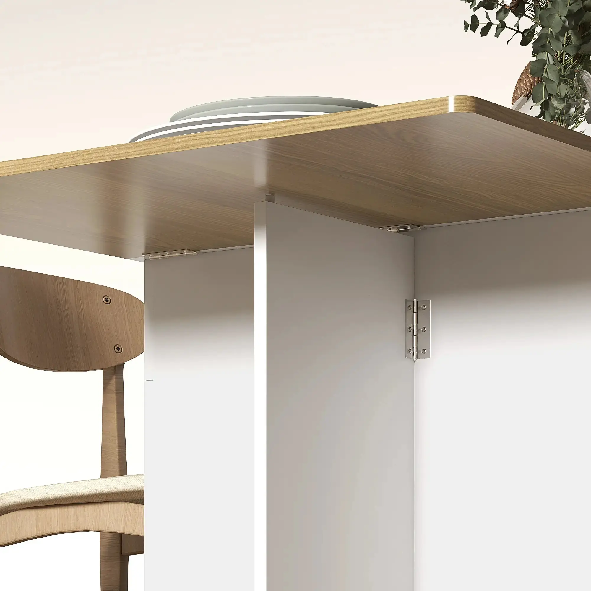 Masa pliabila Homcom 835-605V80WT (White/Natural) - 6