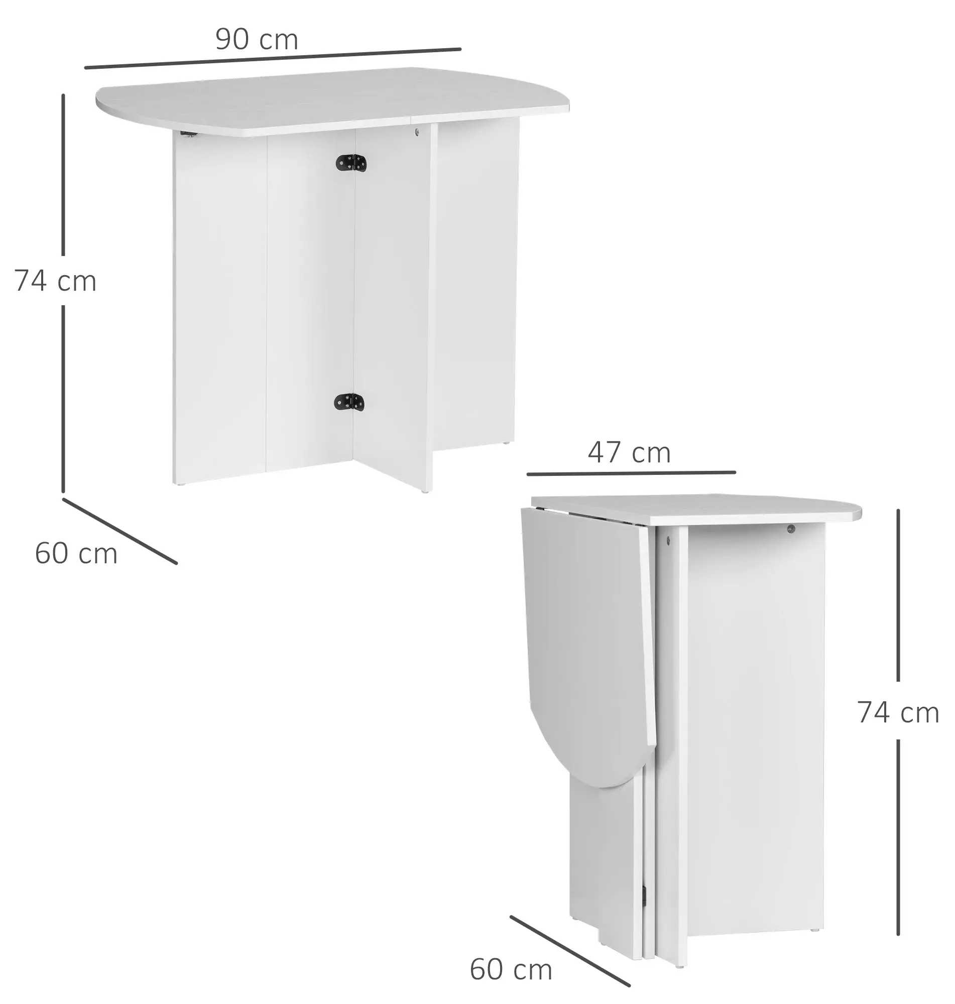 Masa pliabila Homcom 835-650WT (White) - 6