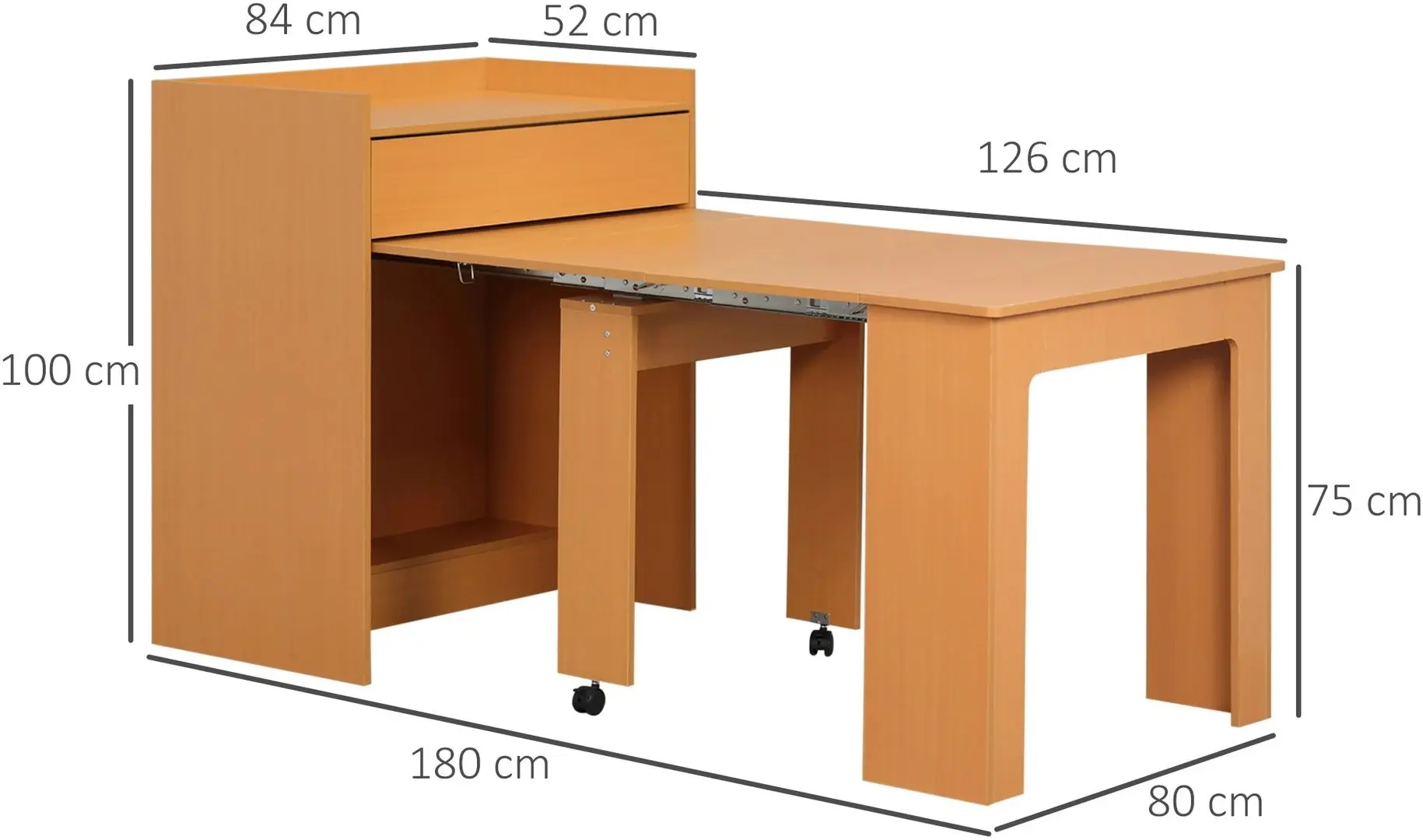 Стол складной Homcom 835-682GY 180/52х84x100 cm (Natural Wood) - 4