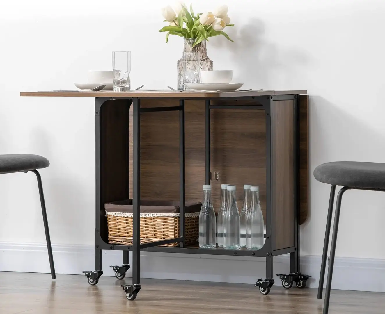 Masa pliabila Homcom 835-789V00LR 80/130x80x74 cm (Light Brown/Black)