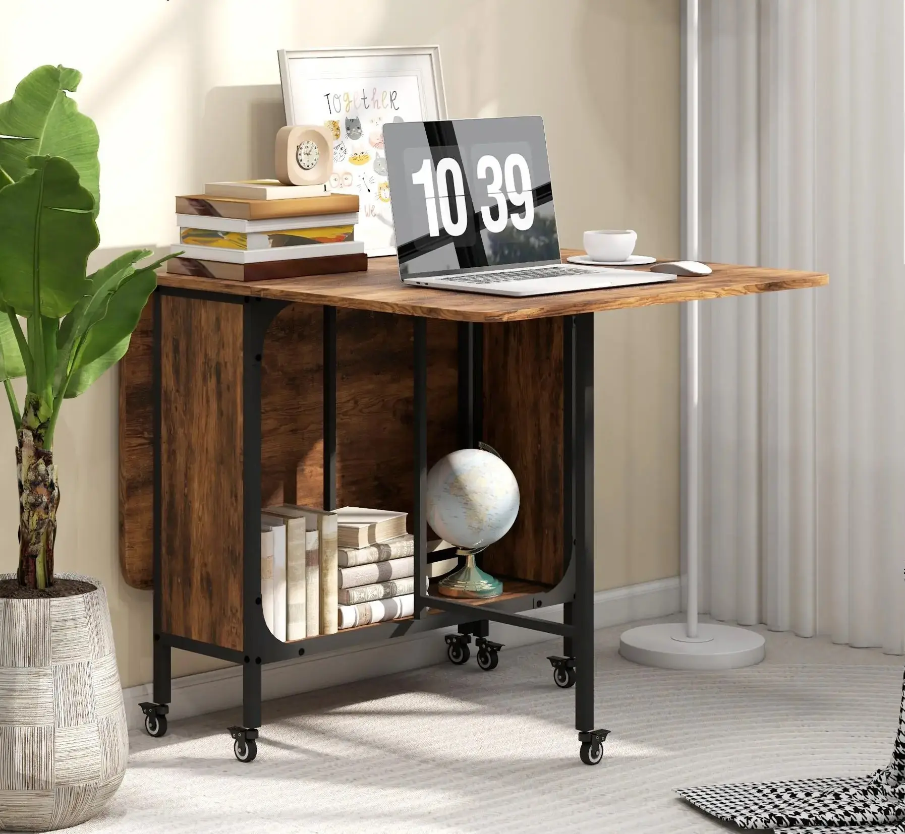 Masa pliabila Homcom 835-789V00RB (Rustic Brown) - 8