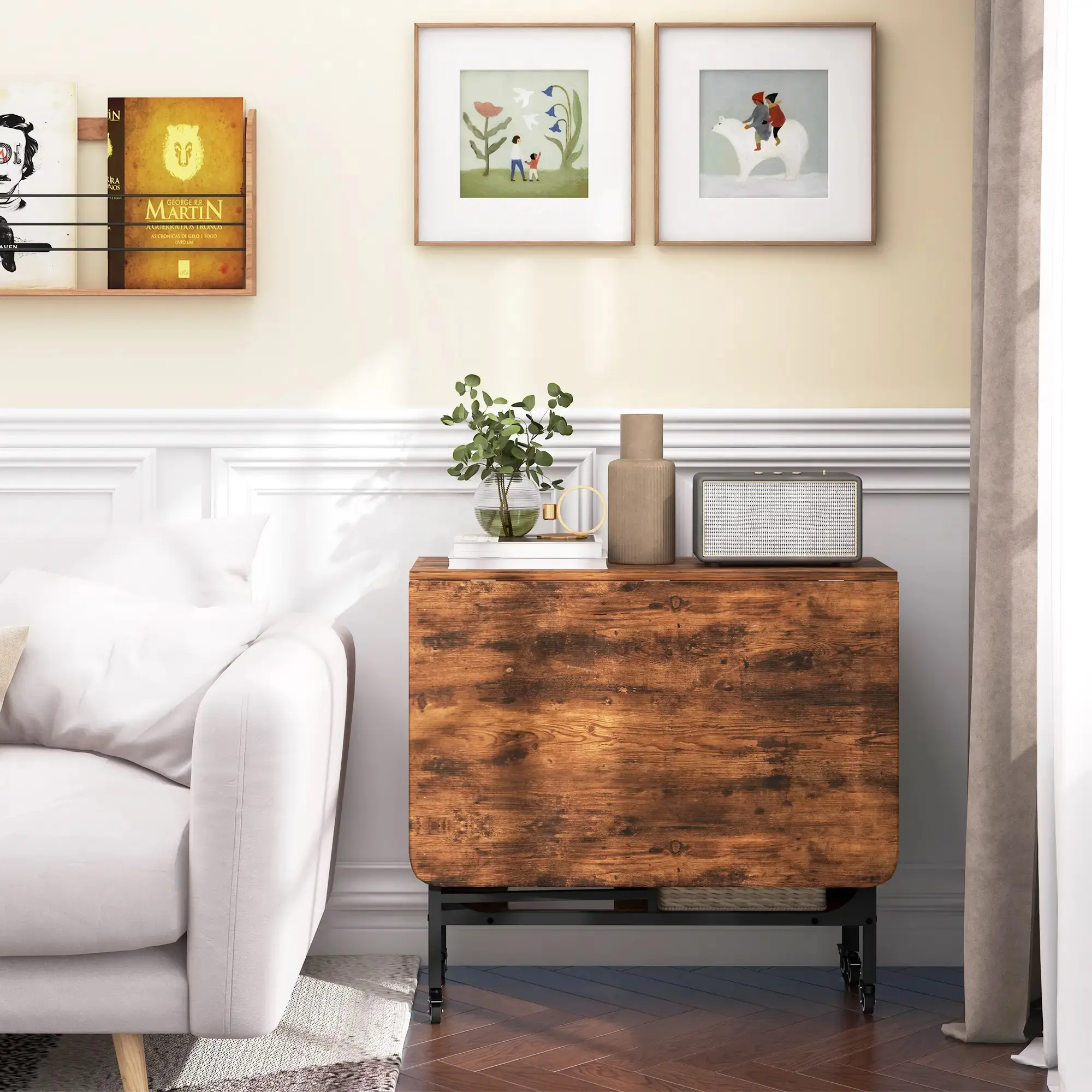 Masa pliabila Homcom 835-789V00RB (Rustic Brown) - 9