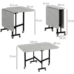 Masa pliabila Homcom 83A-049V80GY 26/120x80x73 cm (Grey/Black) Thumb