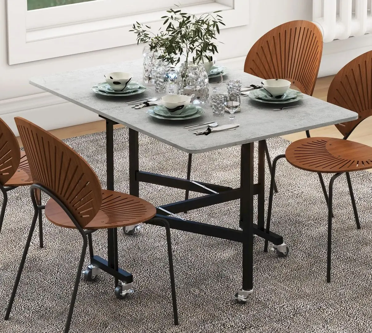 Masa pliabila Homcom 83A-049V80GY 26/120x80x73 cm (Grey/Black)