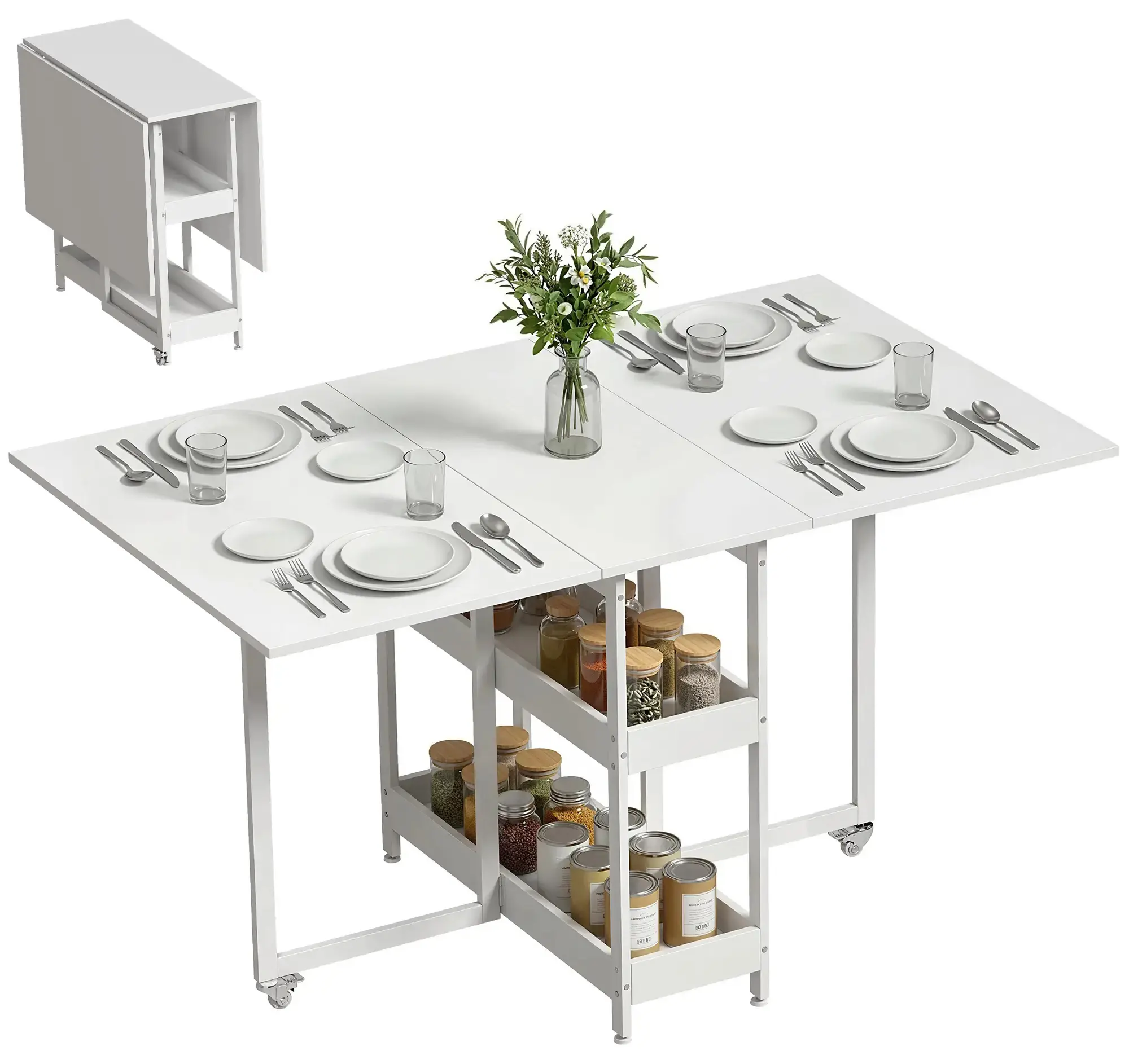 Masa pliabila Homcom 83A-296V00WT (White) - 2