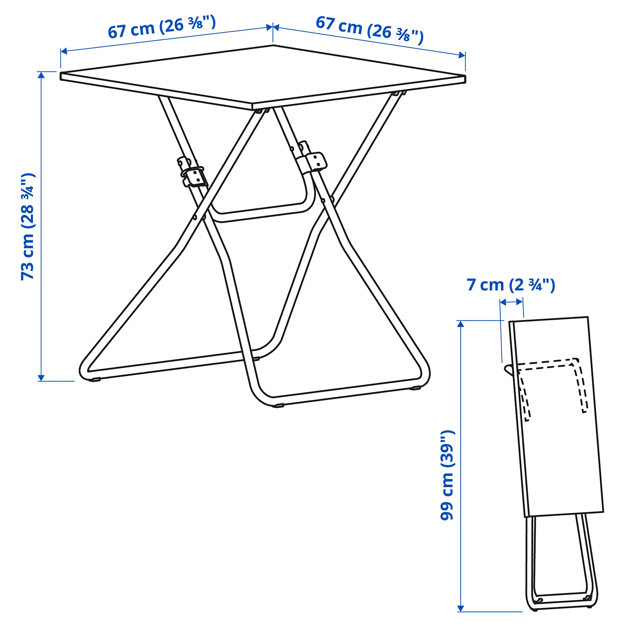 Складной стол Ikea Gunde 67x67 (Черный) - 6