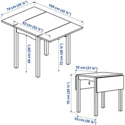 Masa plianta Ikea Hauga 55/82/109x74cm (Alb) Thumb