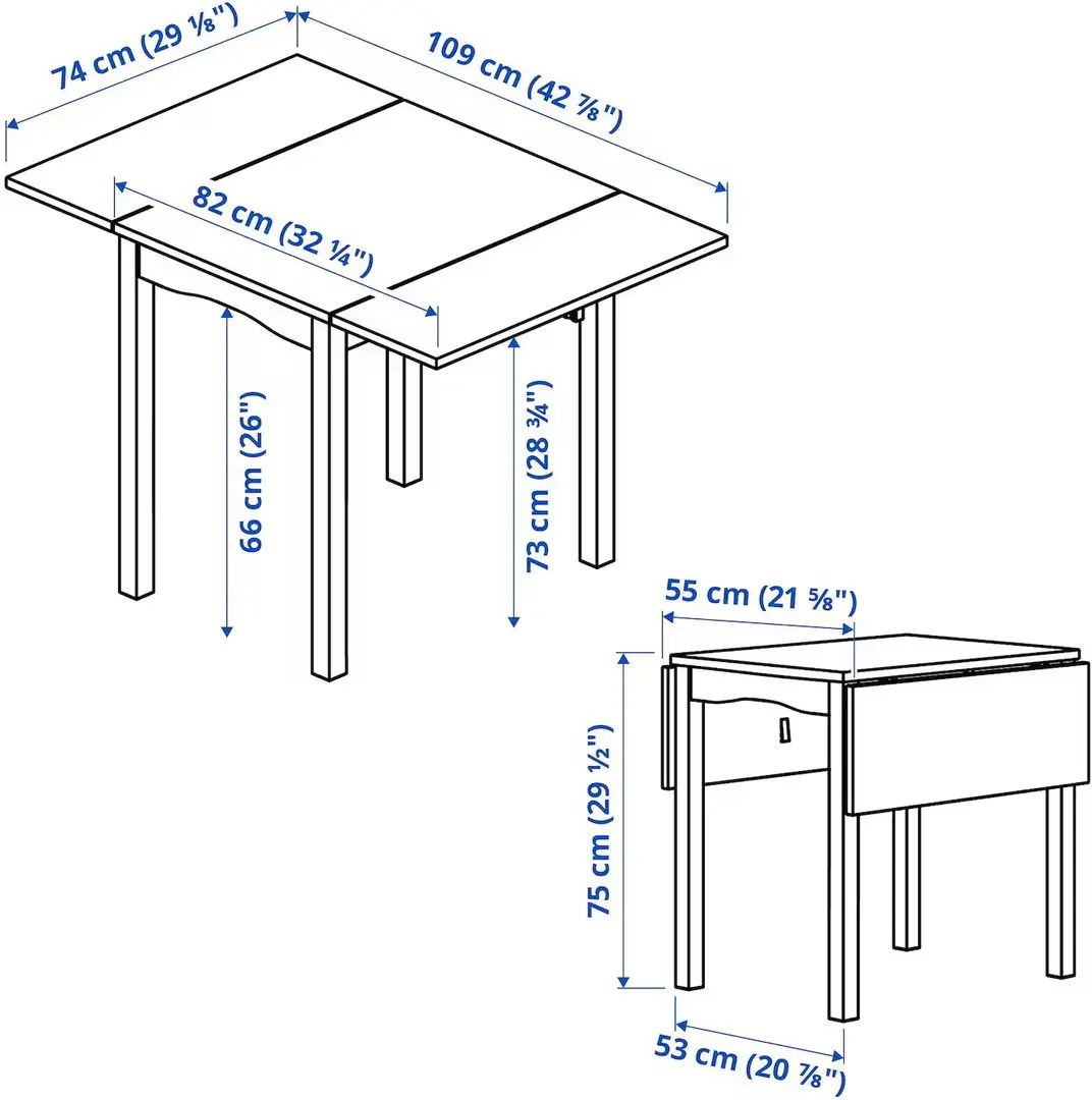 Masa plianta Ikea Hauga 55/82/109x74cm (Gri)