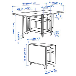 Складной стол Ikea Nasinge 48/104/159x85 (Белый) Thumb