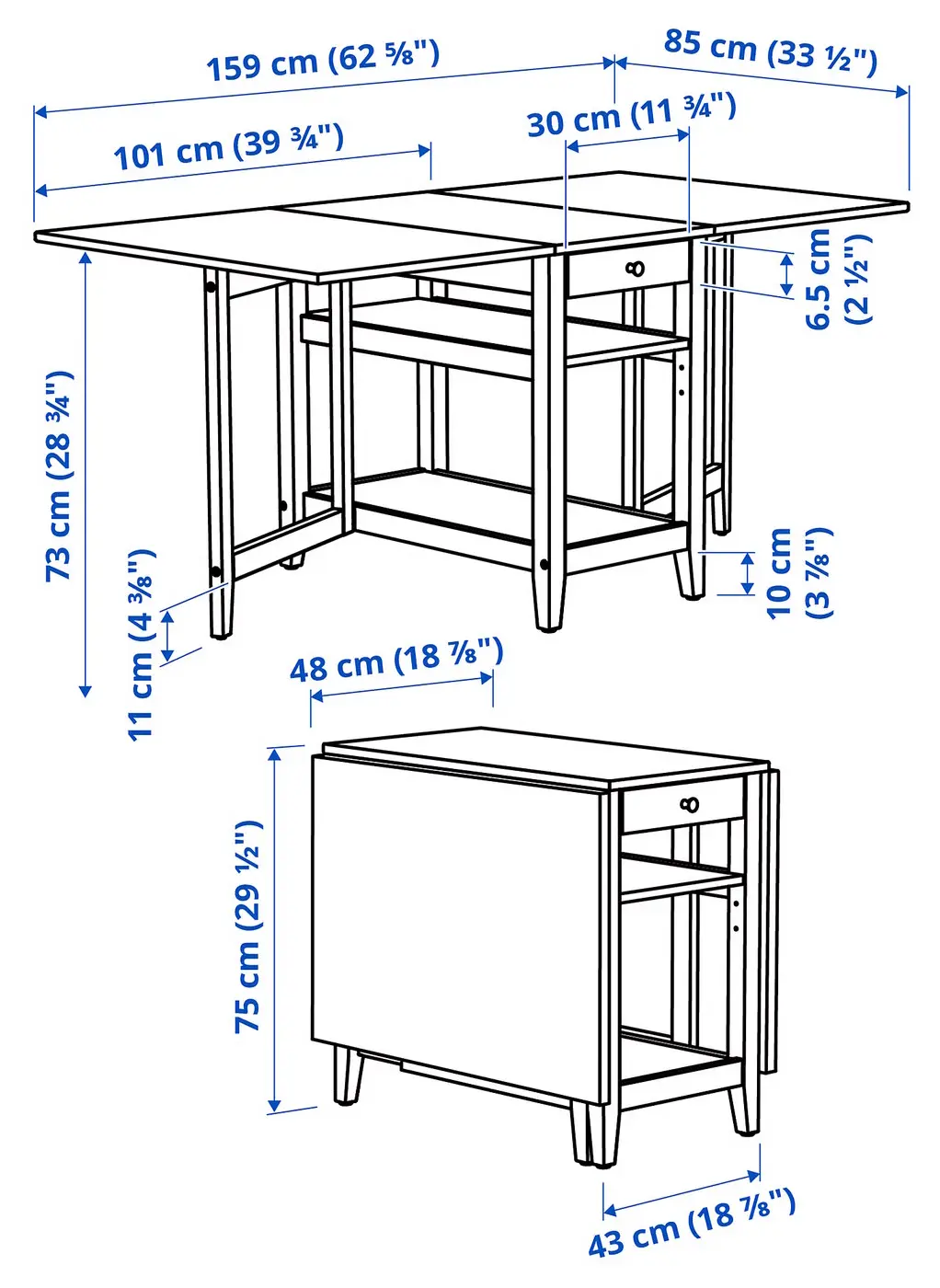 Складной стол Ikea Nasinge 48/104/159x85 (Коричневый) - 5