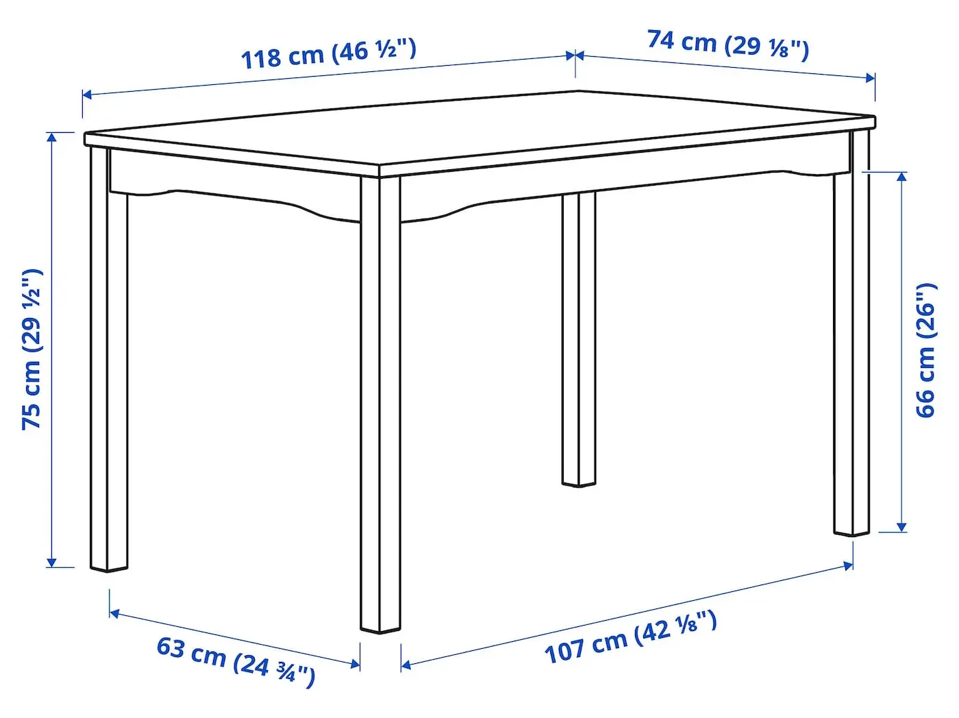 Masa Ikea Hauga 118x74 (Alb)