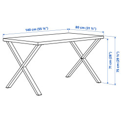 Стол Ikea Skalsta Х 140х80 (Темно-серо-зеленый/Имитация мрамора/Серо-черный) Thumb