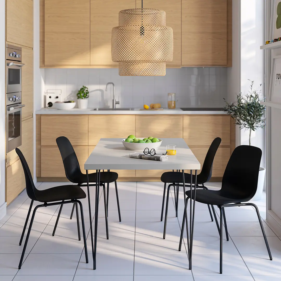 Masa Ikea Skalsta ac de par 140x80 (Gri deschis-bej/Negru-gri)