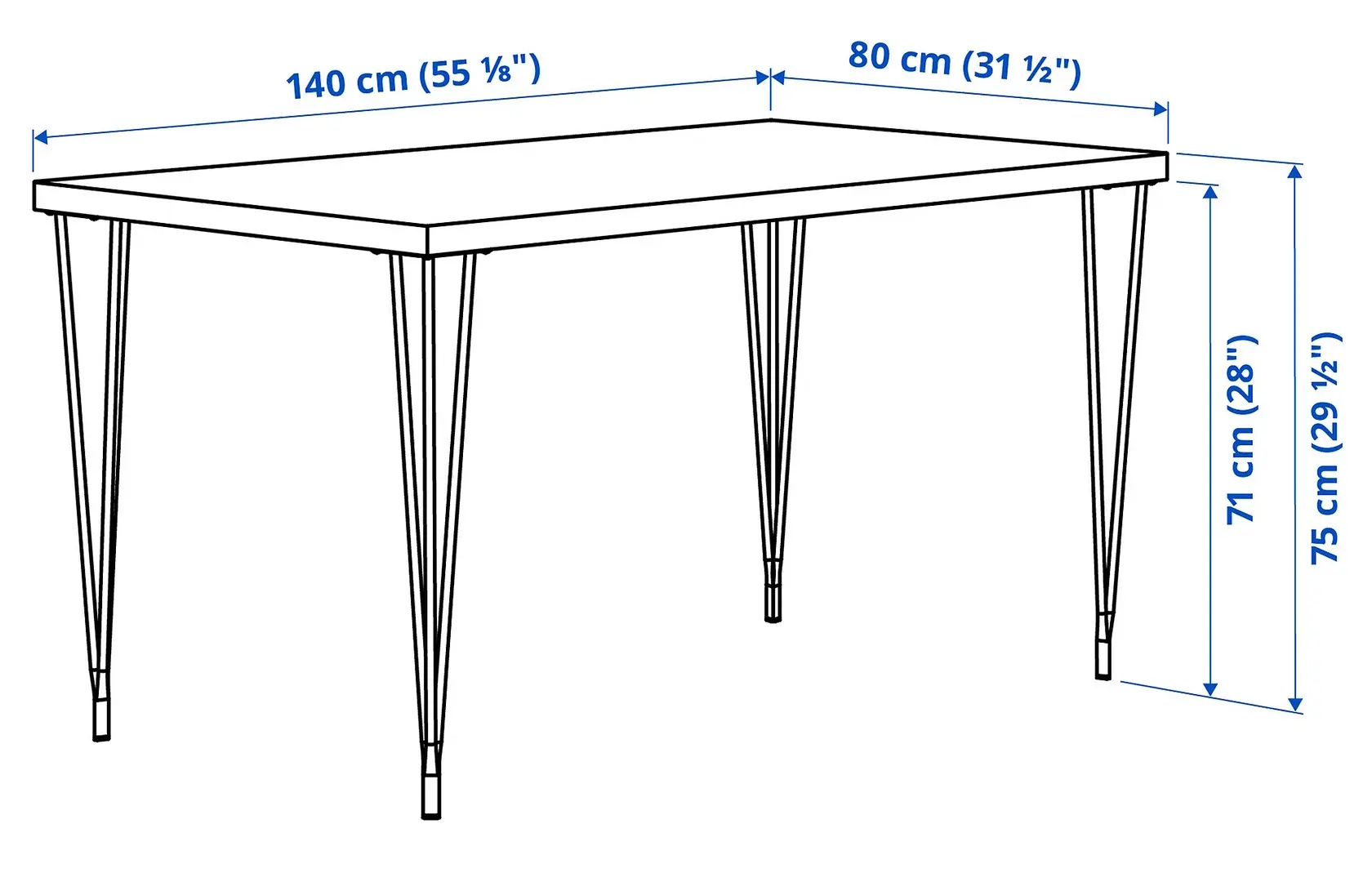 Masa Ikea Skalsta ac de par 140x80 (Gri deschis-bej/Negru-gri)