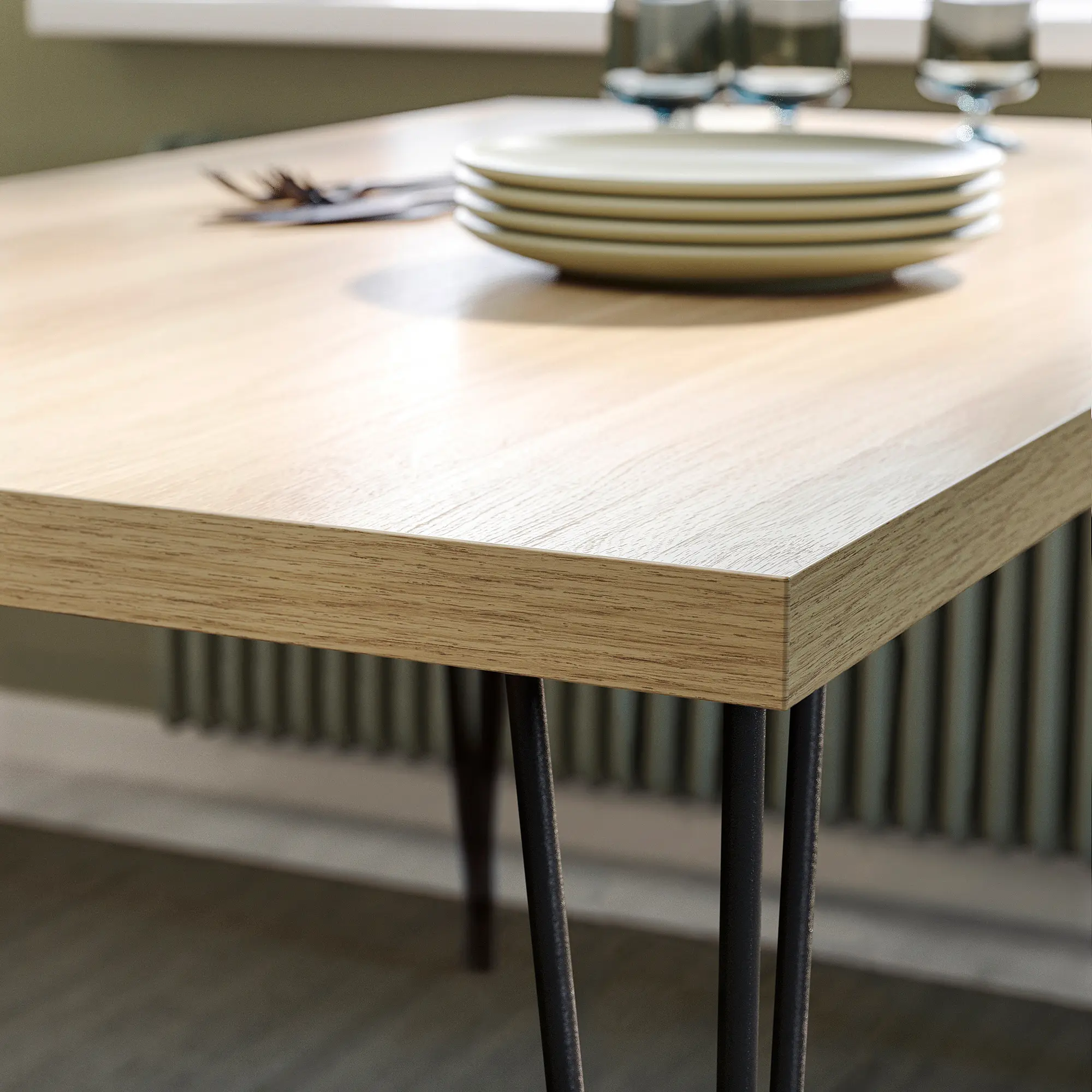 Masa Ikea Skalsta ac de par 140x80 (Stejar/Negru-gri)