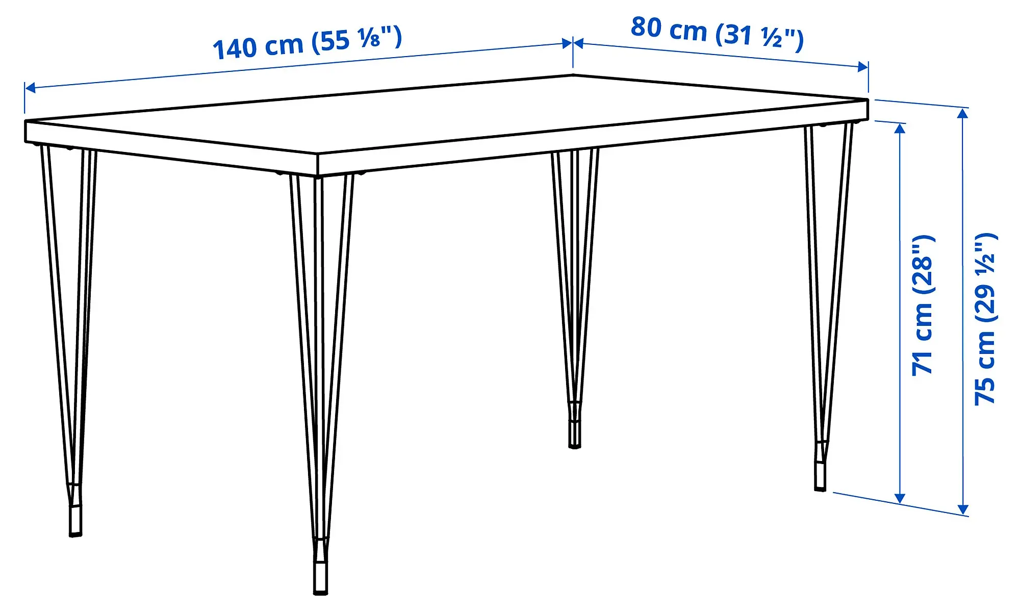 Masa Ikea Skalsta ac de par 140x80 (Stejar/Negru-gri)