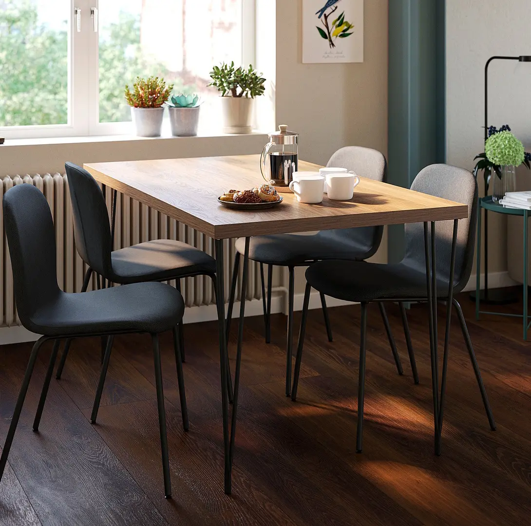 Masa Ikea Skalsta ac de par 140x80 (Nuc/Negru-gri)