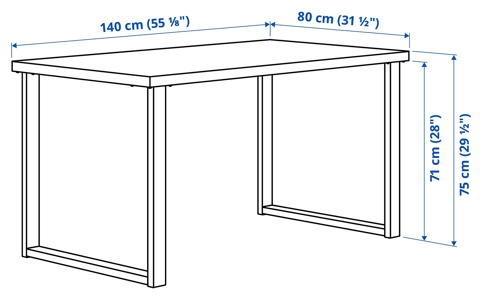 Masa Ikea Skalsta U 140x80 (Stejar/Negru-gri)
