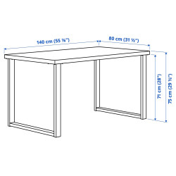 Masa Ikea Skalsta U 140x80 (Gri deschis-bej/Negru-gri) Thumb